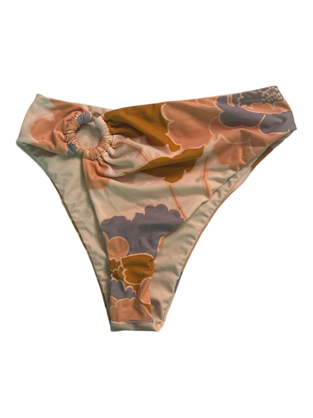 Amuse Society Ring-Detail Bikini Bottom cream & Peach Hip Retro Size Medium NWT